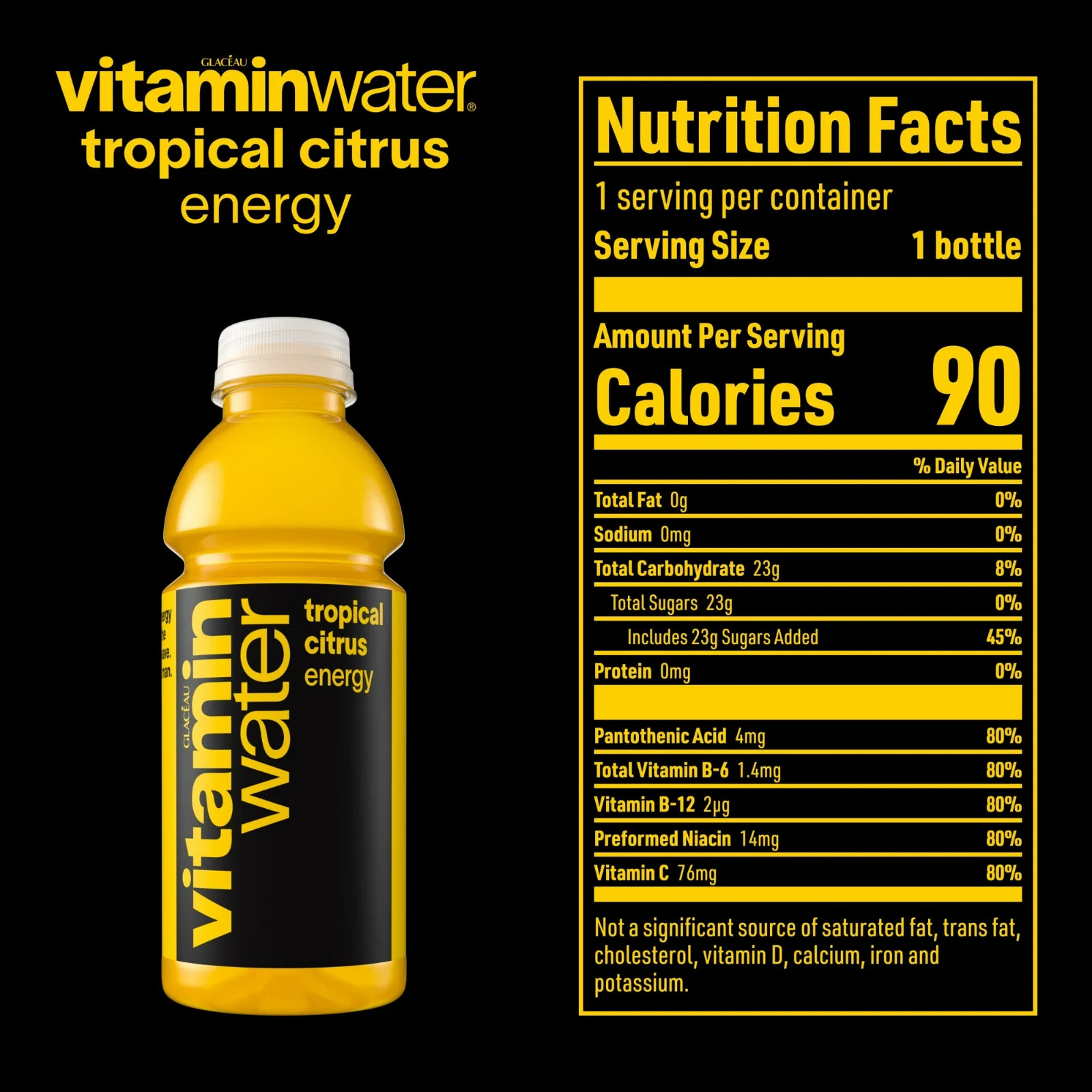 vitaminwater energy, tropical citrus flavored, electrolyte enhance, 24 Count