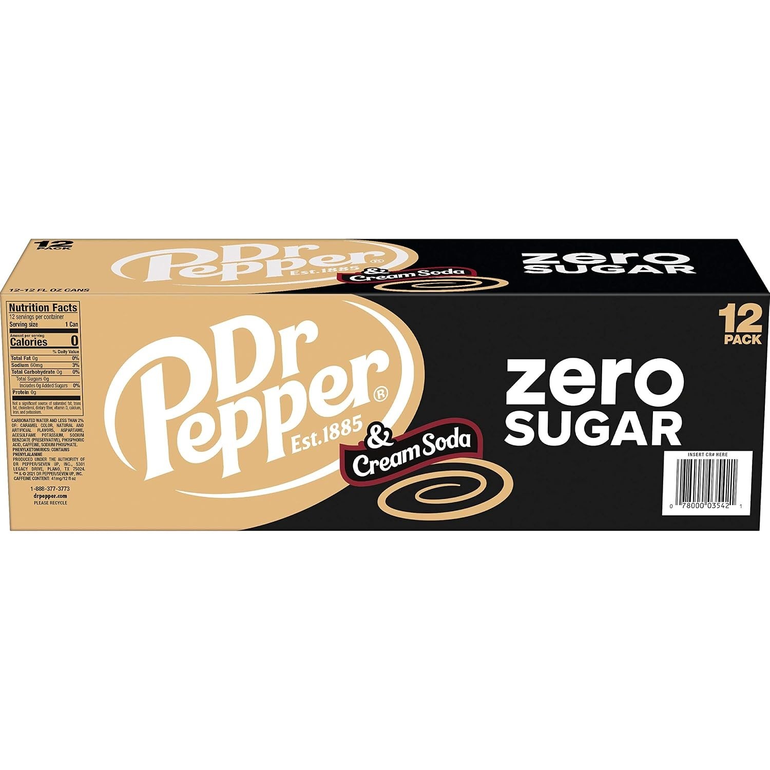 Pack of 24 Zero Sugar Cream Soda – 12 Fl Oz Cans, Refreshingly Bold Flavor