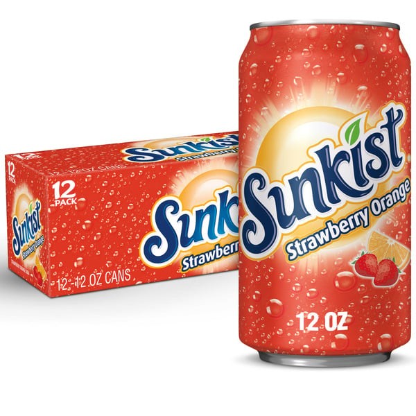 Sunkist Strawberry Orange 12 x 12 oz FREE SHIPPING!!!!!!