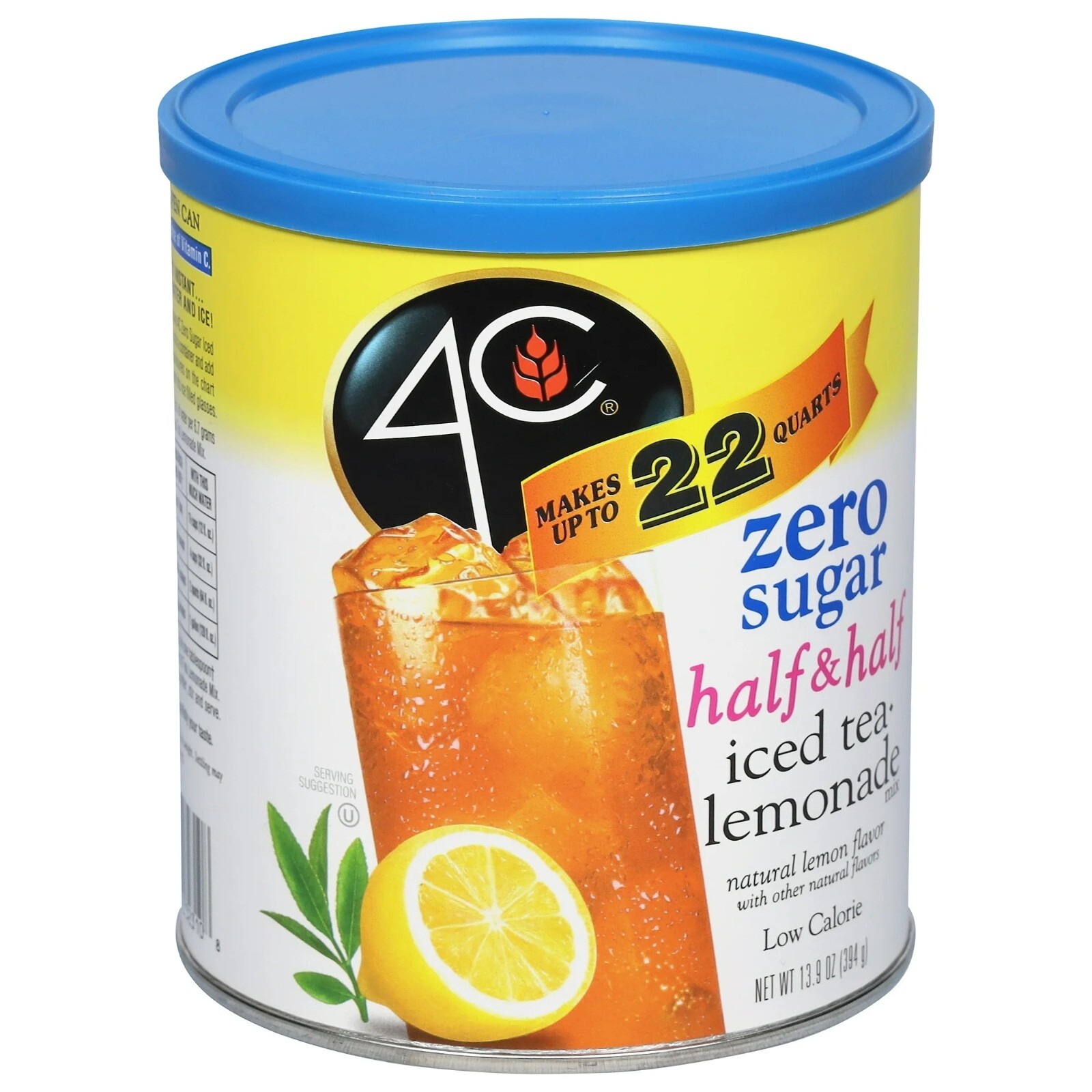 4C Zero Sugar Half & Half Iced Tea/Lemonade Mix 13.9 oz. Canister