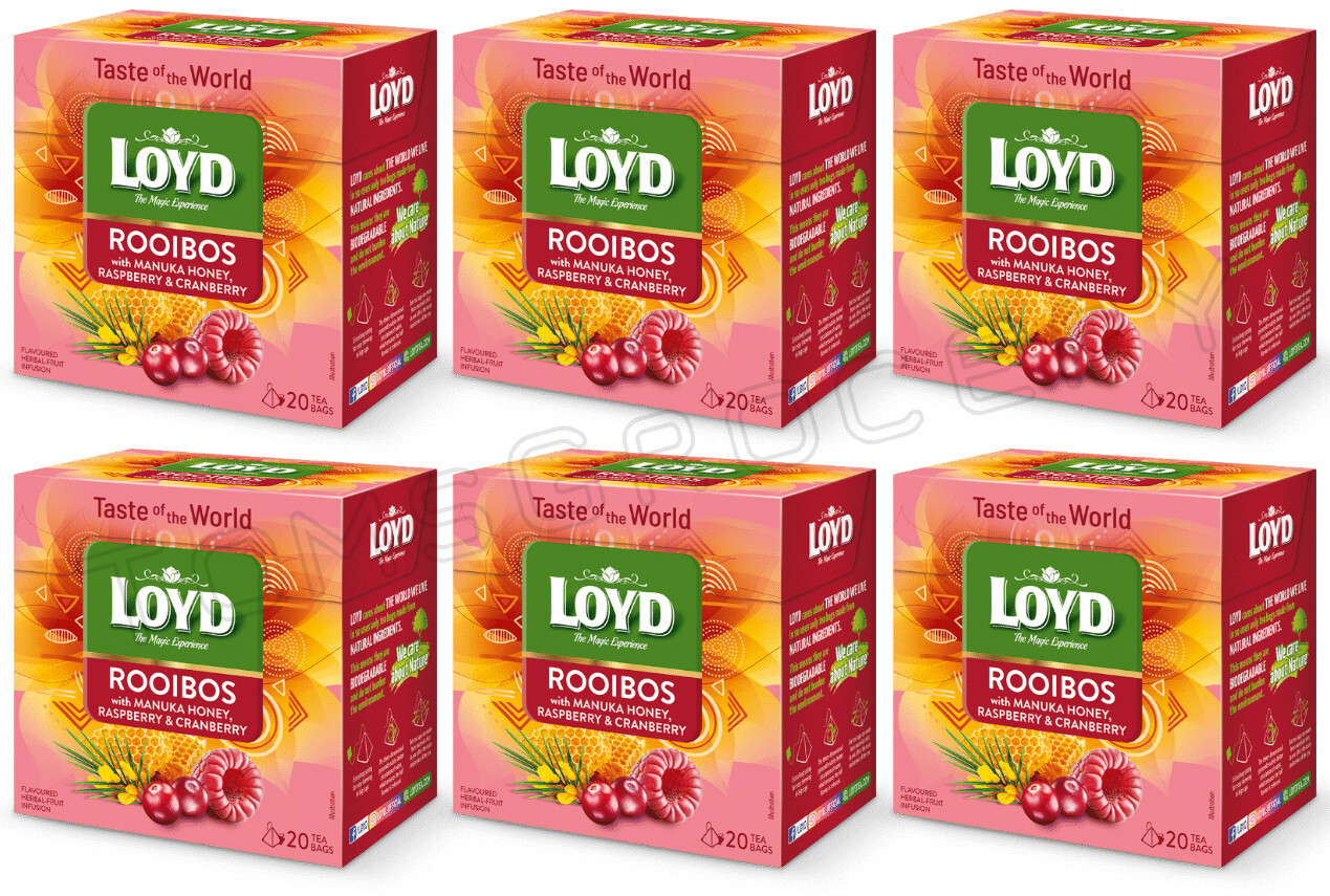 6 LOYD Rooibos Manuka Honey Raspberry & Cranberry Herbal Fruit Tea Infusion Box