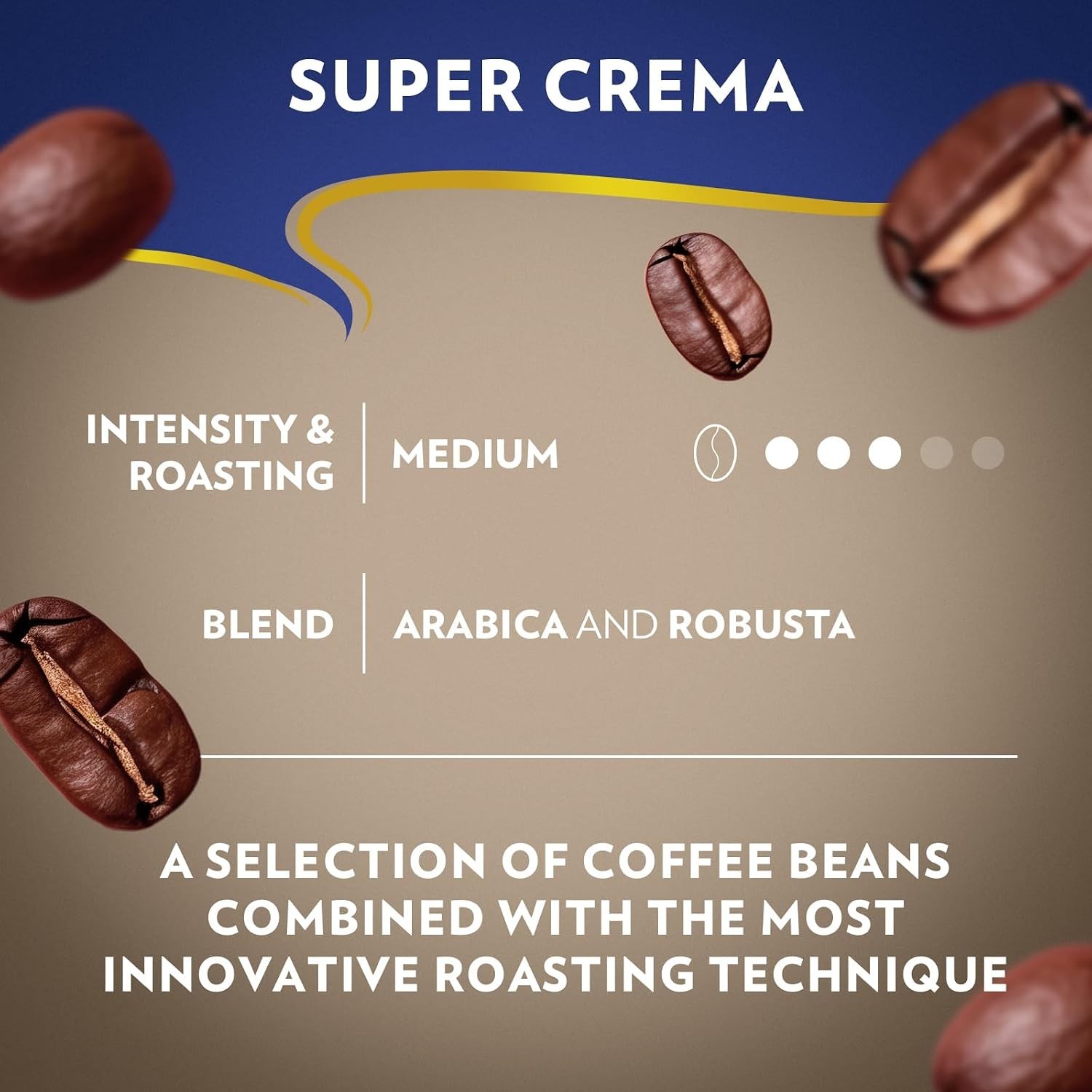 Lavazza Super Crema Whole Bean Coffee Medium Espresso Roast 2.2 lb Pack of 6