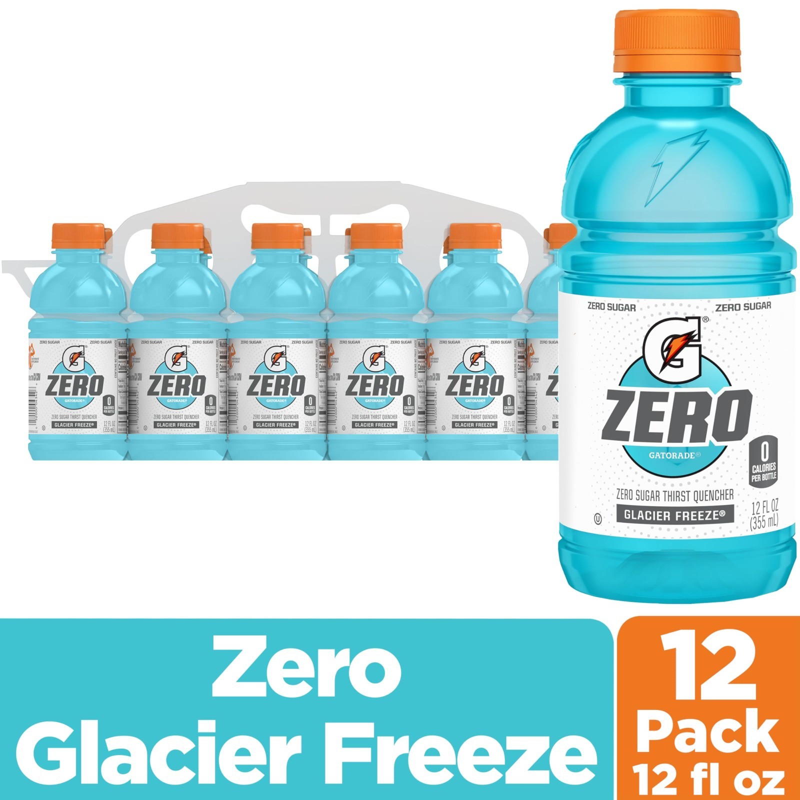 Gatorade Zero Sugar Sports Drink Glacier Freeze 12oz 12 Pack Electrolytes New