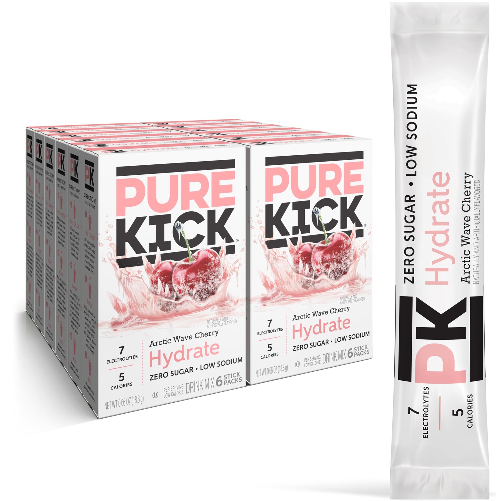 Pure Kick Hydration Singles To Go Drink Mix, Arctic Wave Cherry, Includes 12 …