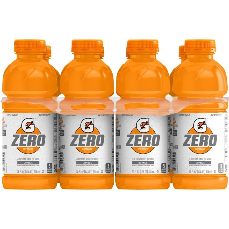 Gatorade Thirst, Quencher Zero, Sugar Sports, Drink Orange 20Oz Bottles – 8 Pack