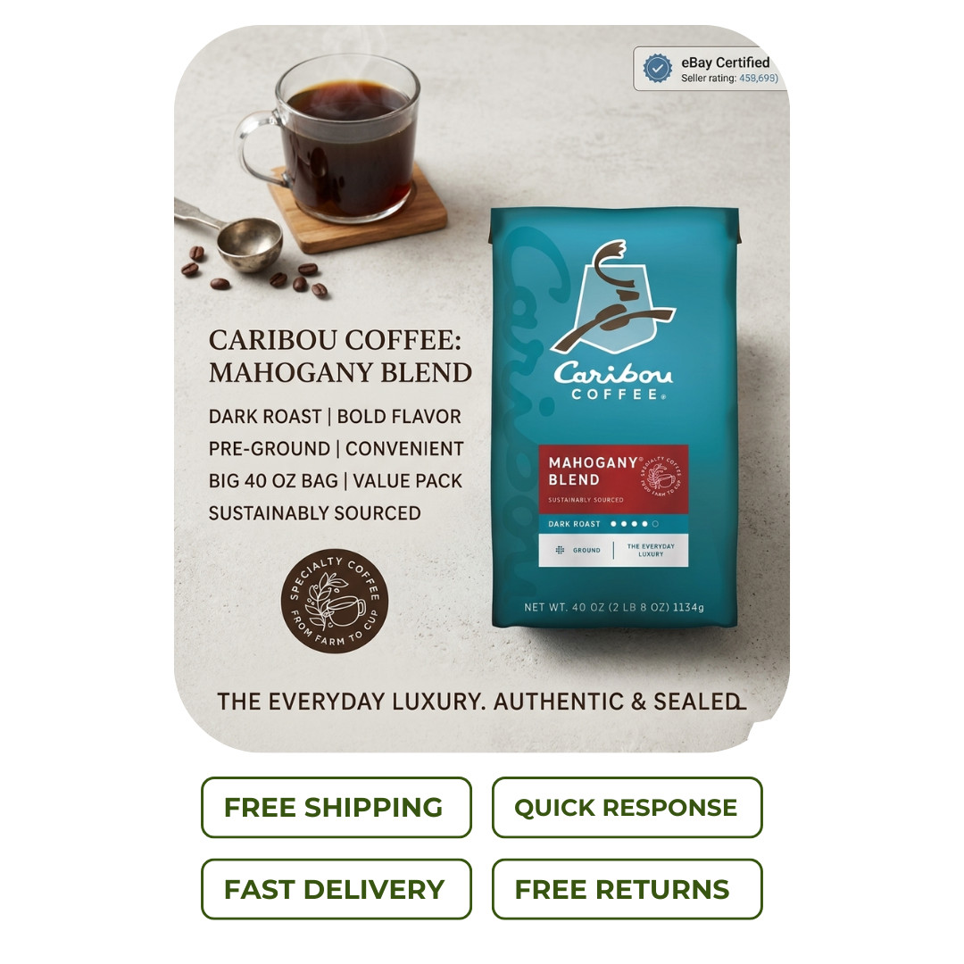 Caribou Dark Roast Ground Coffee Mahogany 40 oz Free Shipping