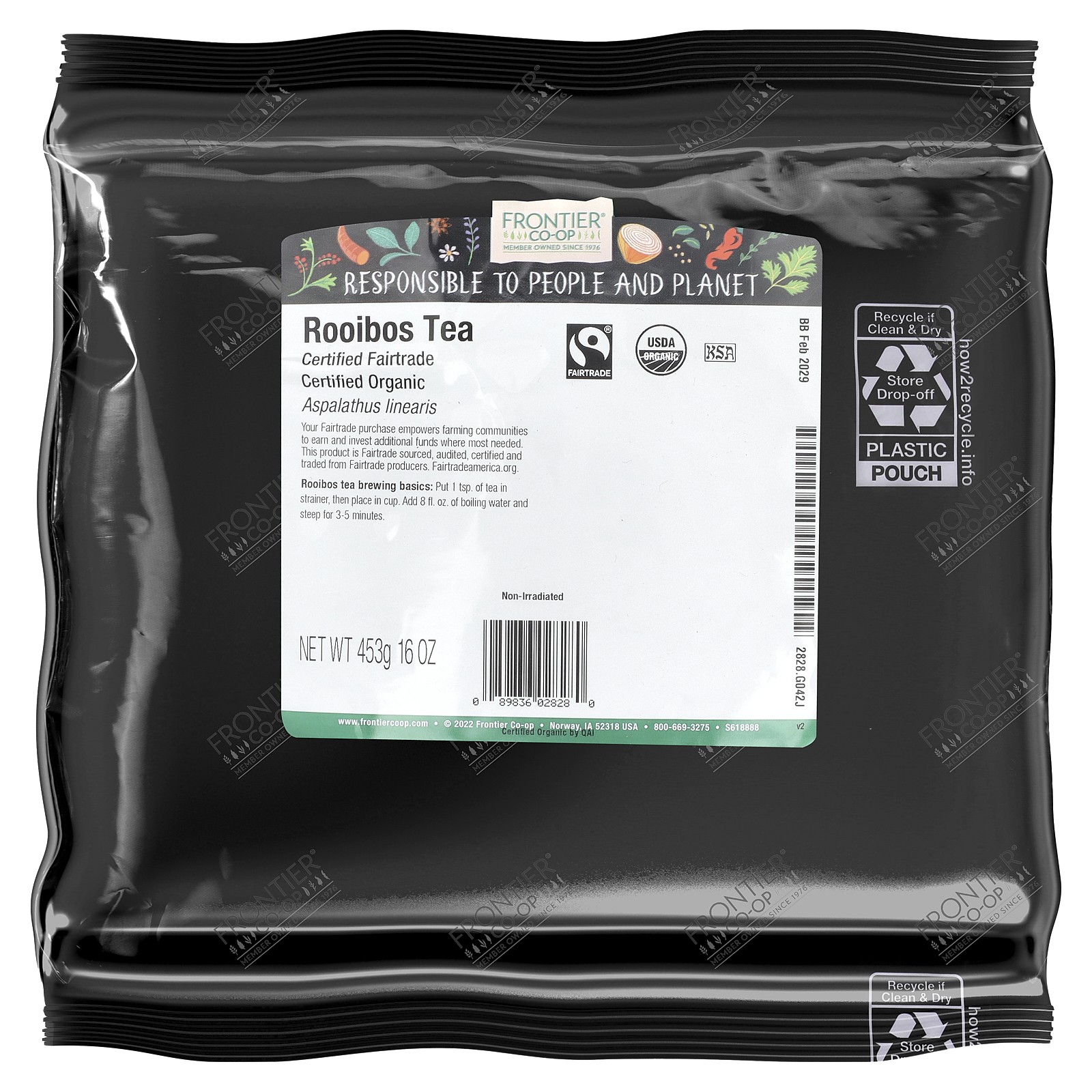 Frontier Natural Products Organic Rooibos Tea 16 oz 453 g Fair Trade, Kosher,
