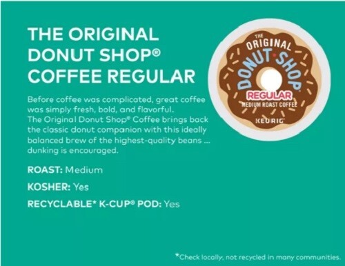 The Original Donut Shop Regular Coffee, Medium Roast, 96ct. Free Shipping
