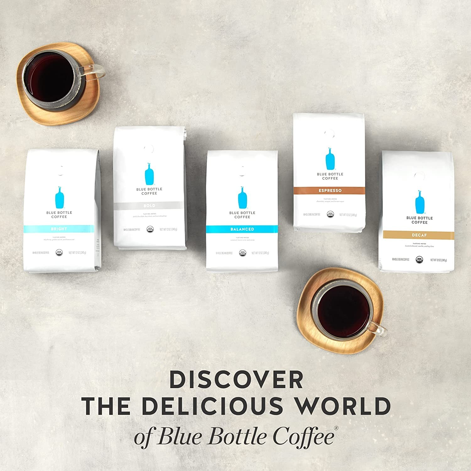 2 Pack Blue Bottle Balanced Organic Medium Roast Whole Bean Coffee 12oz Bags New