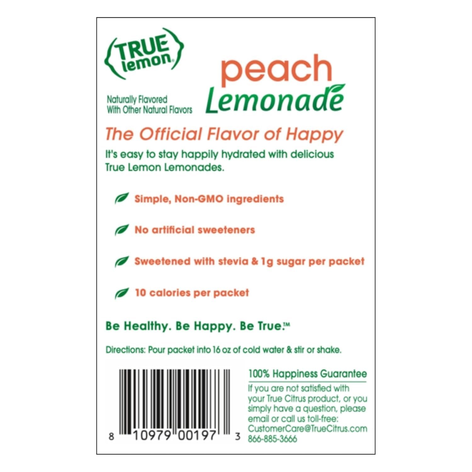 True Lemon Peach Lemonade 10ct (Pack of 1) – Drink Mix – 10 Count