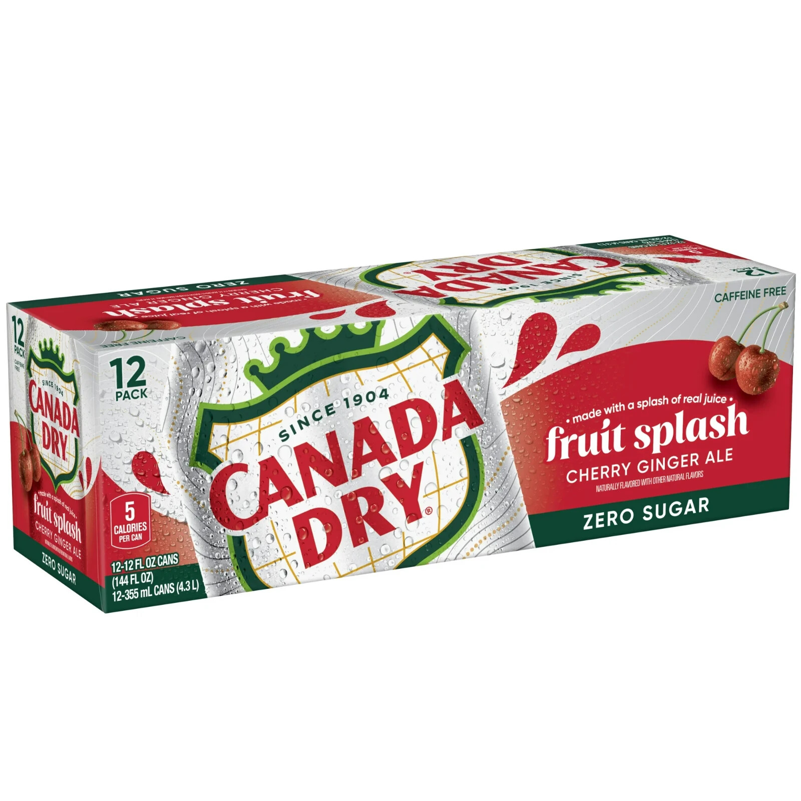 Canada Dry Cherry Ginger Ale Zero Sugar, Carbonated Soda, 12 oz, 12-Pack