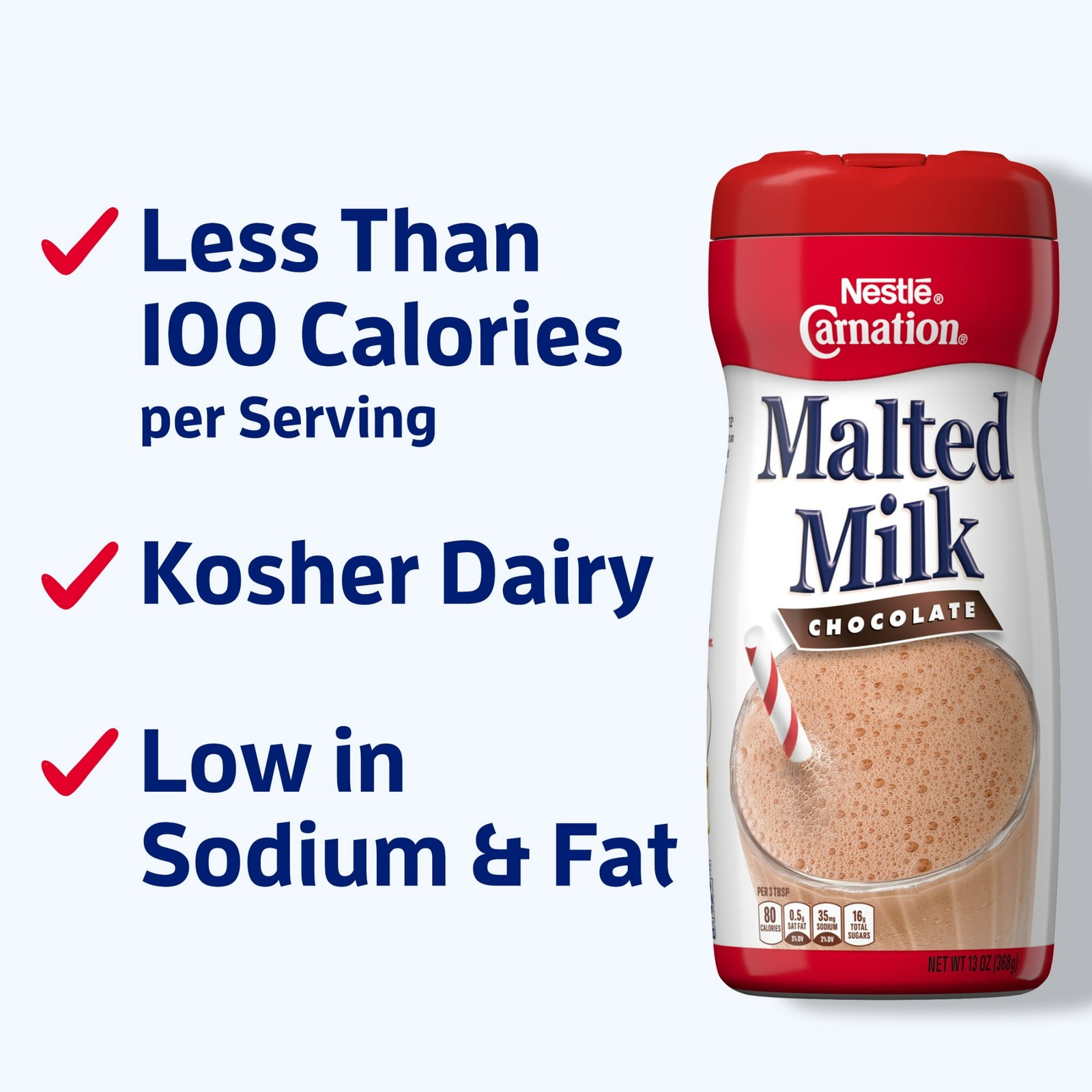 Nestle Carnation Chocolate Malted Milk Instant Stir In Powder Mix, 13 oz Caniste