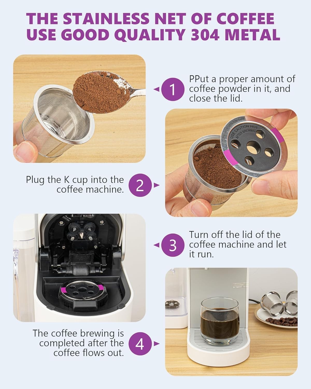 Universal Refillable Coffee Pods with 5 Holes, Suitable for k cups, Stainless st