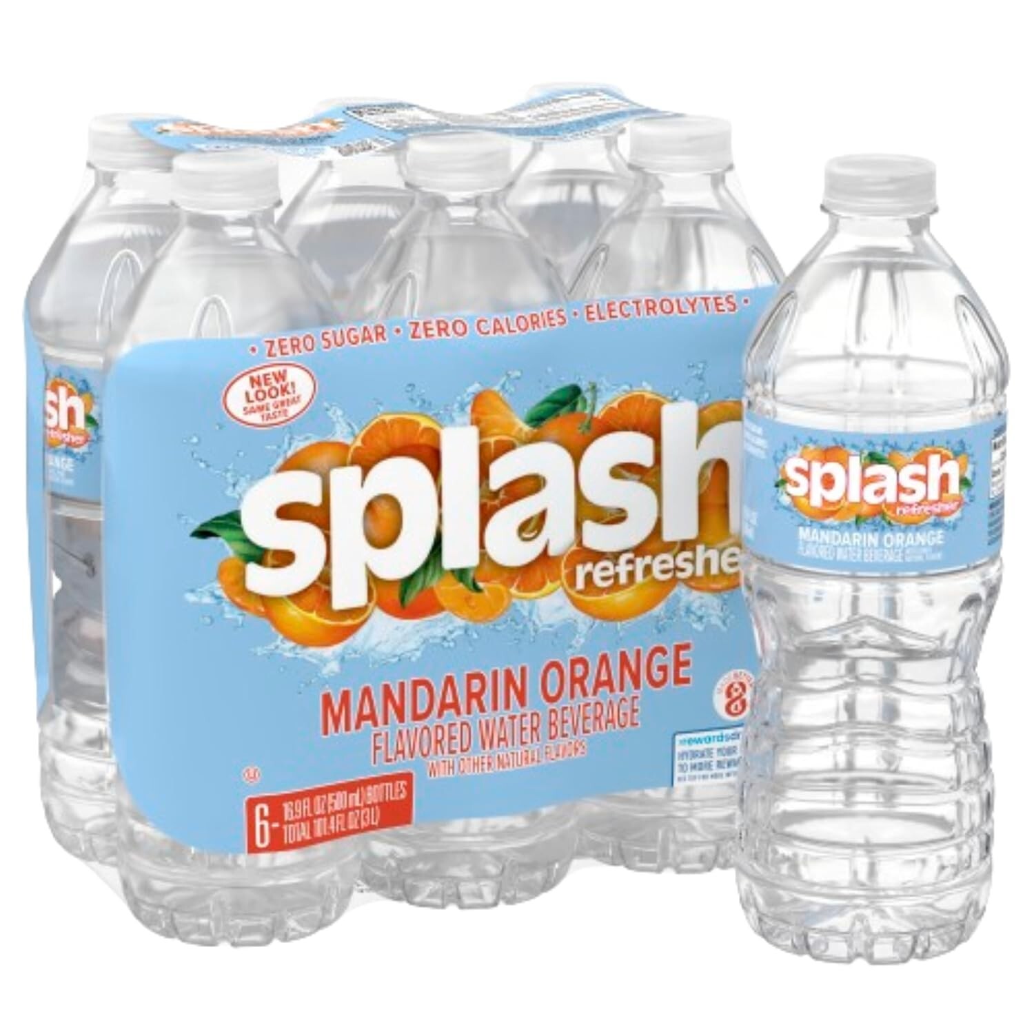 Splash Blast, Flavored Water Beverage, Mandarin Orange Flavor, 16.9 Fl Oz 6 Pack