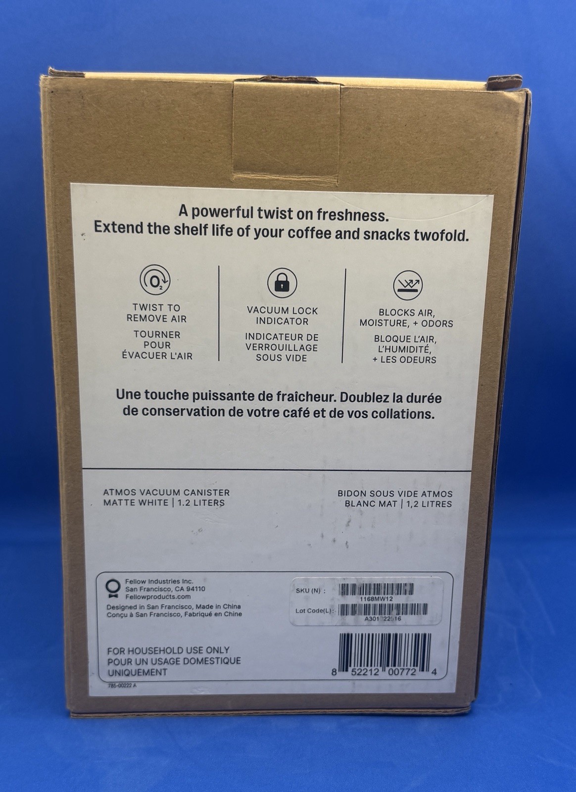 Fellow Atmos Vacuum Canister – 1.2l Matte White Steel Fellow