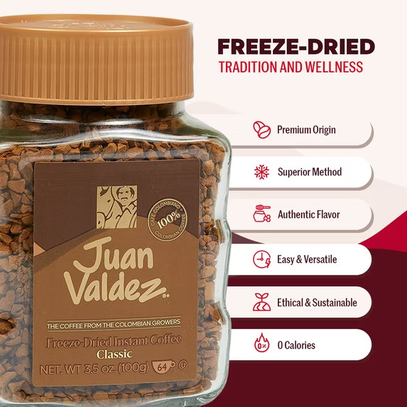 Juan Valdez Instant Coffee, Classic Freeze Dried, 3.52 Oz ( 2 PACK )