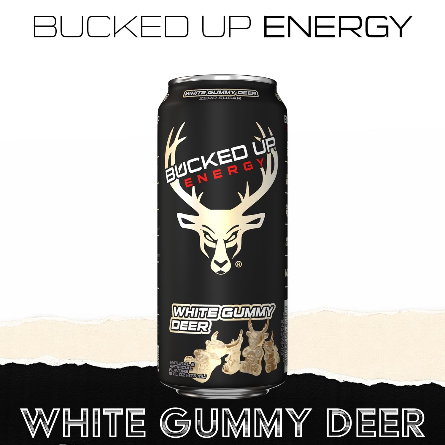 Energy Drink 300mg White Gummy Deer 12 CT Bucked Up
