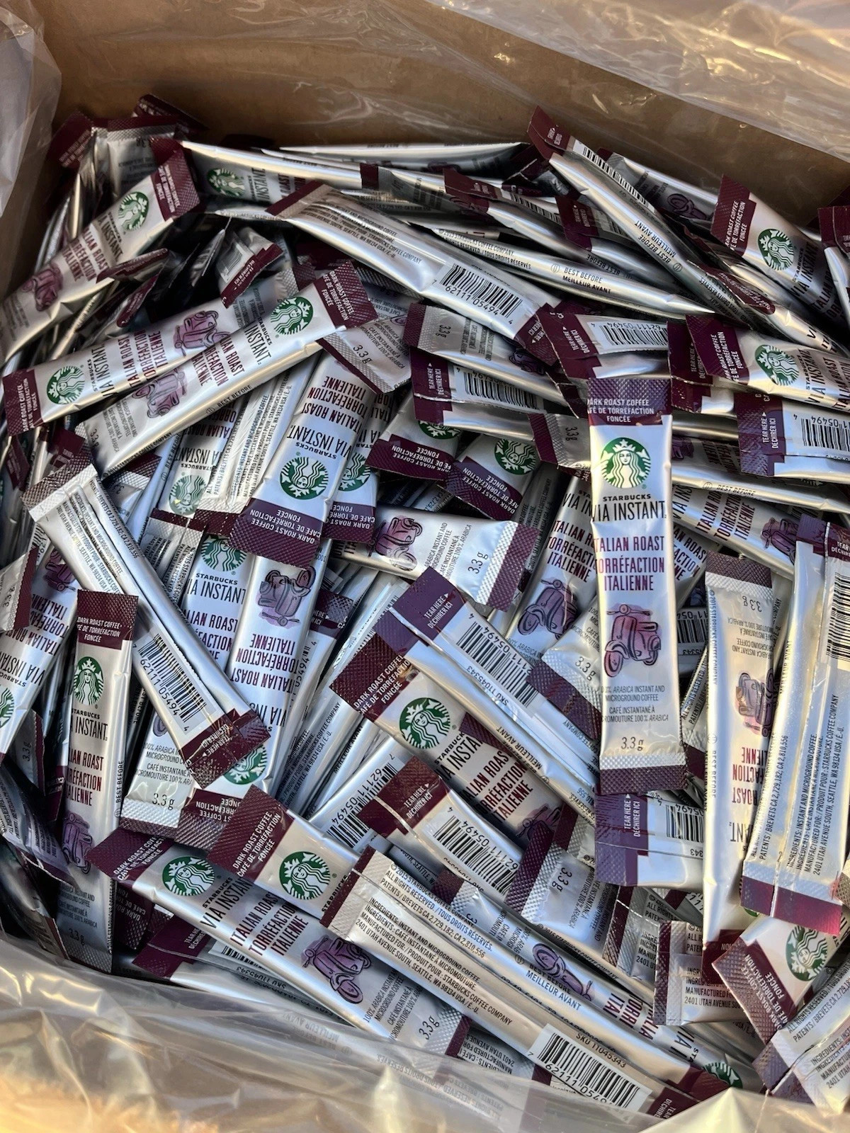 1300 Packets Starbucks VIA Instant Coffee Italian Dark Roast BULK Lot camping