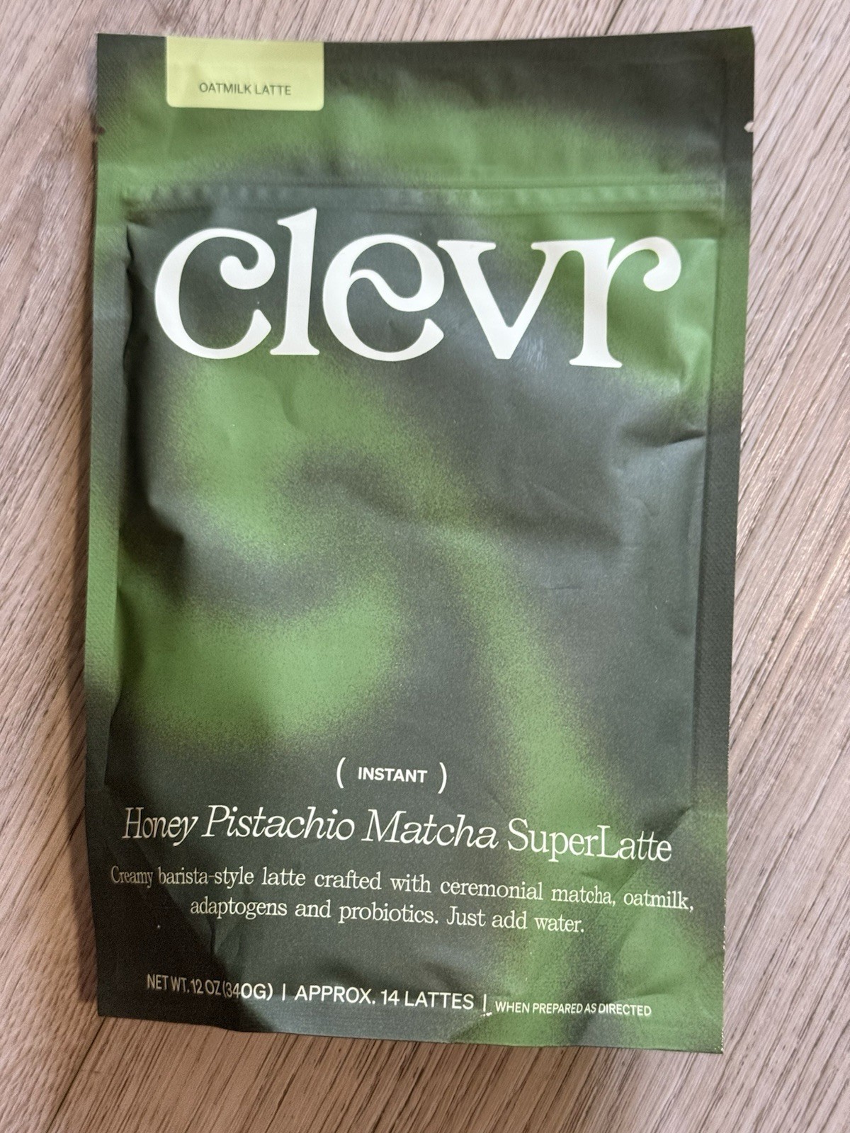 3x Clevr OatMilk Latte Honey Pistachio Matcha SuperLatte 12oz Each Bag (3 Pack)