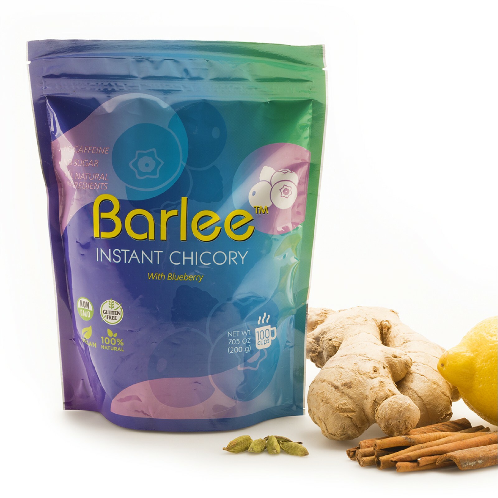 Barlee, Instant Chicory with Blueberry, Coffee Substitute, Caffeine Free 7.05 oz