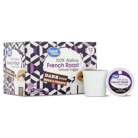 Great Value 100% Arabica All Coffee Flavor Pods, 12 Ct fast ship.