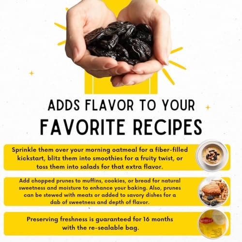 SUNBEST NATURAL Jumbo Pitted Dried Prunes in a Resealable Bag, 3 lb.