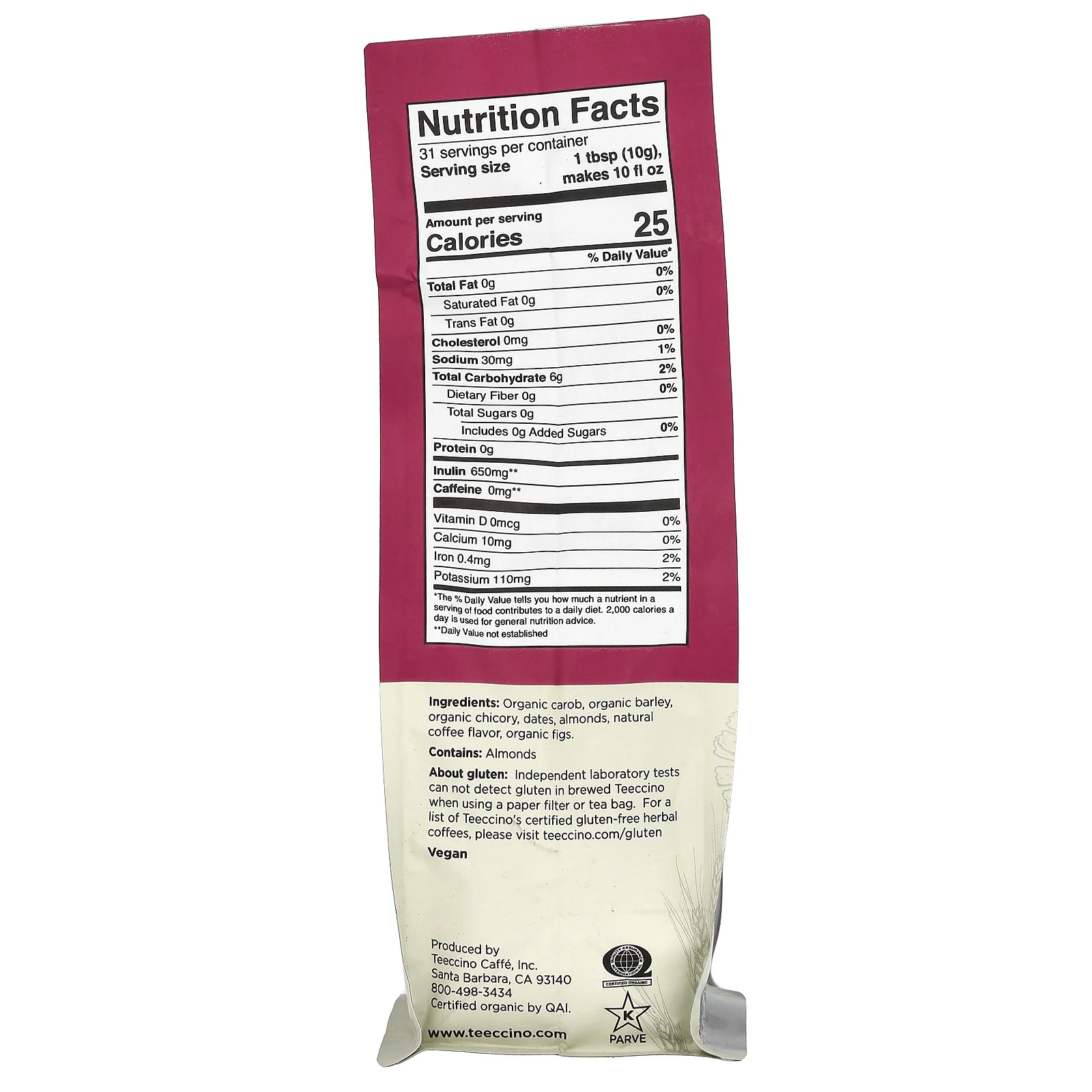 Chicory Herbal Coffee, Java, Medium Roast, Caffeine Free, 11 oz (312 g)