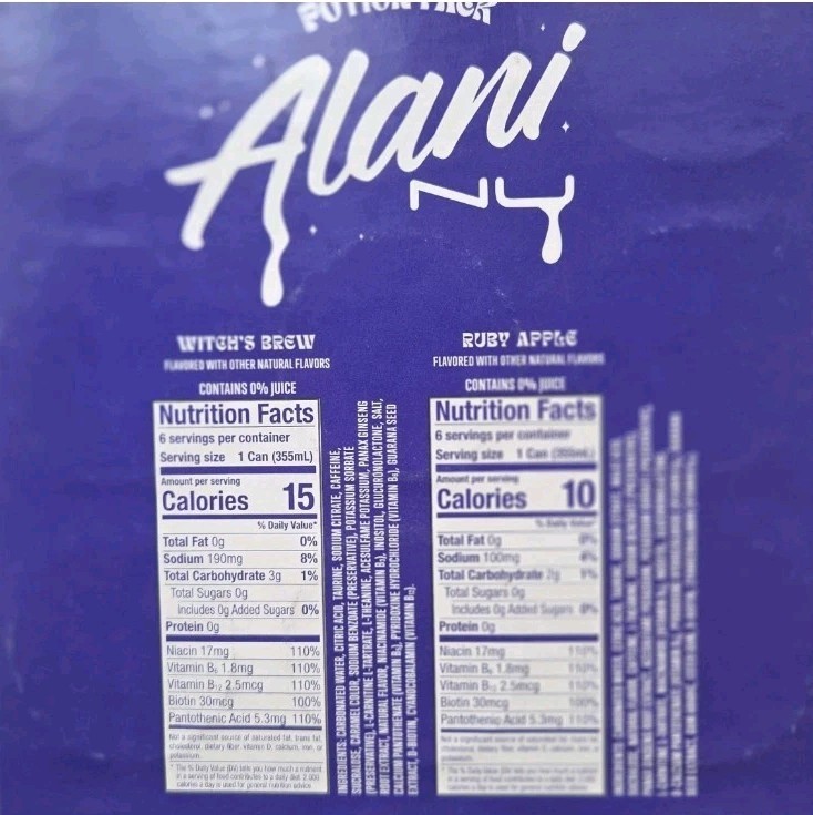 ALANI NU-LTD EDITION-POTION PACK- 12-12 OZ CANS [6-WITCHS BREW/6 RUBY RED APPLE]