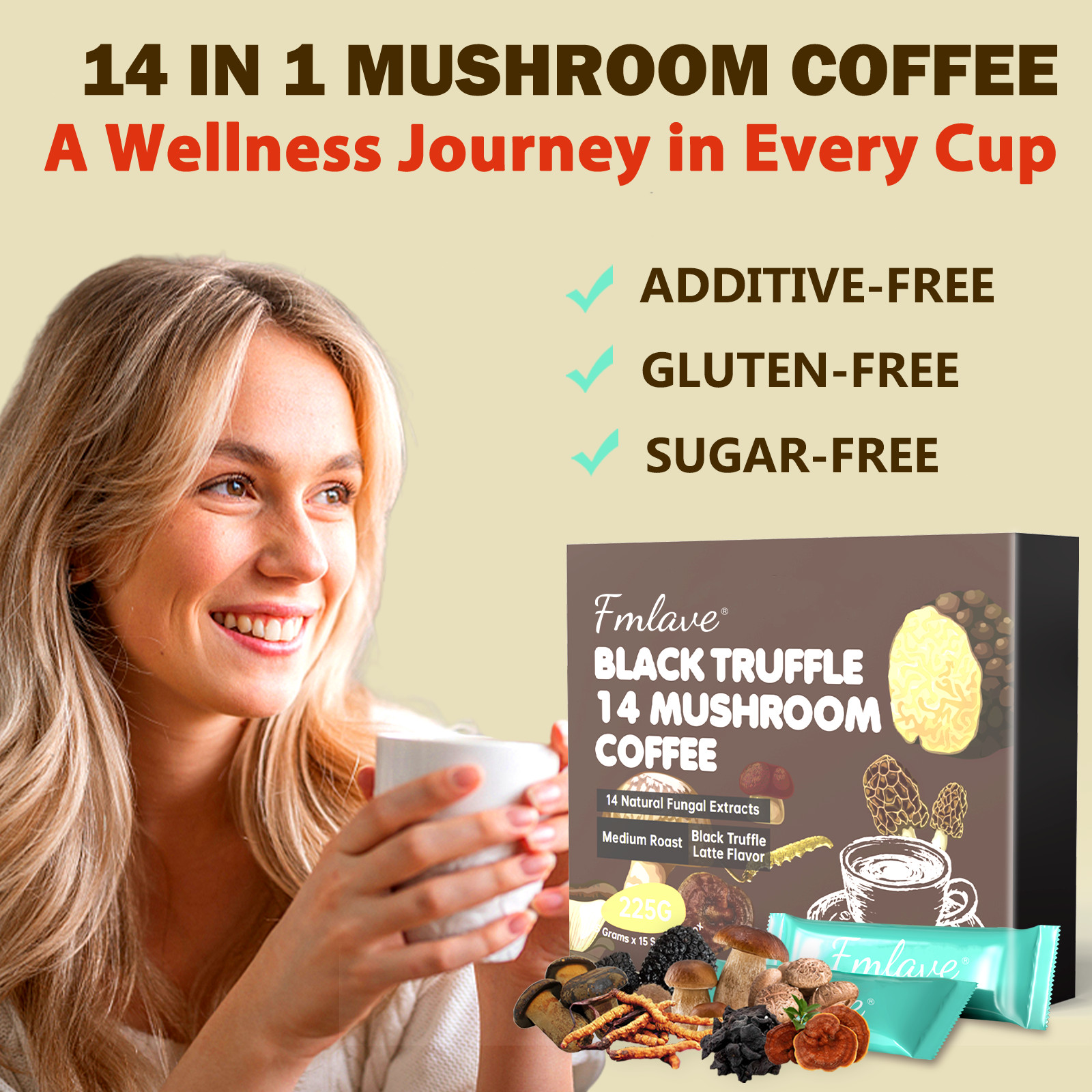 14-in-1 Organic Mushroom Coffee – Instant Coffee for Better Energy, Brain Boost