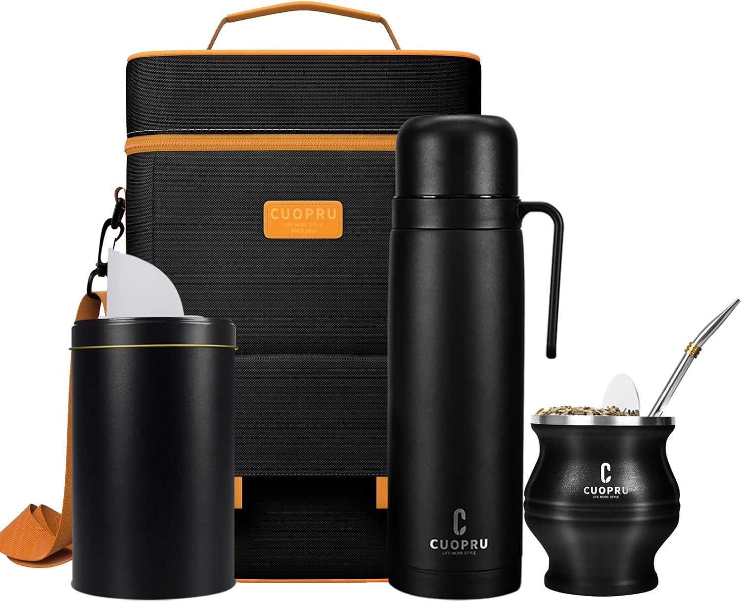Complete Mate Kit- Modern Mate Gourd, Matero, Yerbero, Thermal Flask, Bombilla a