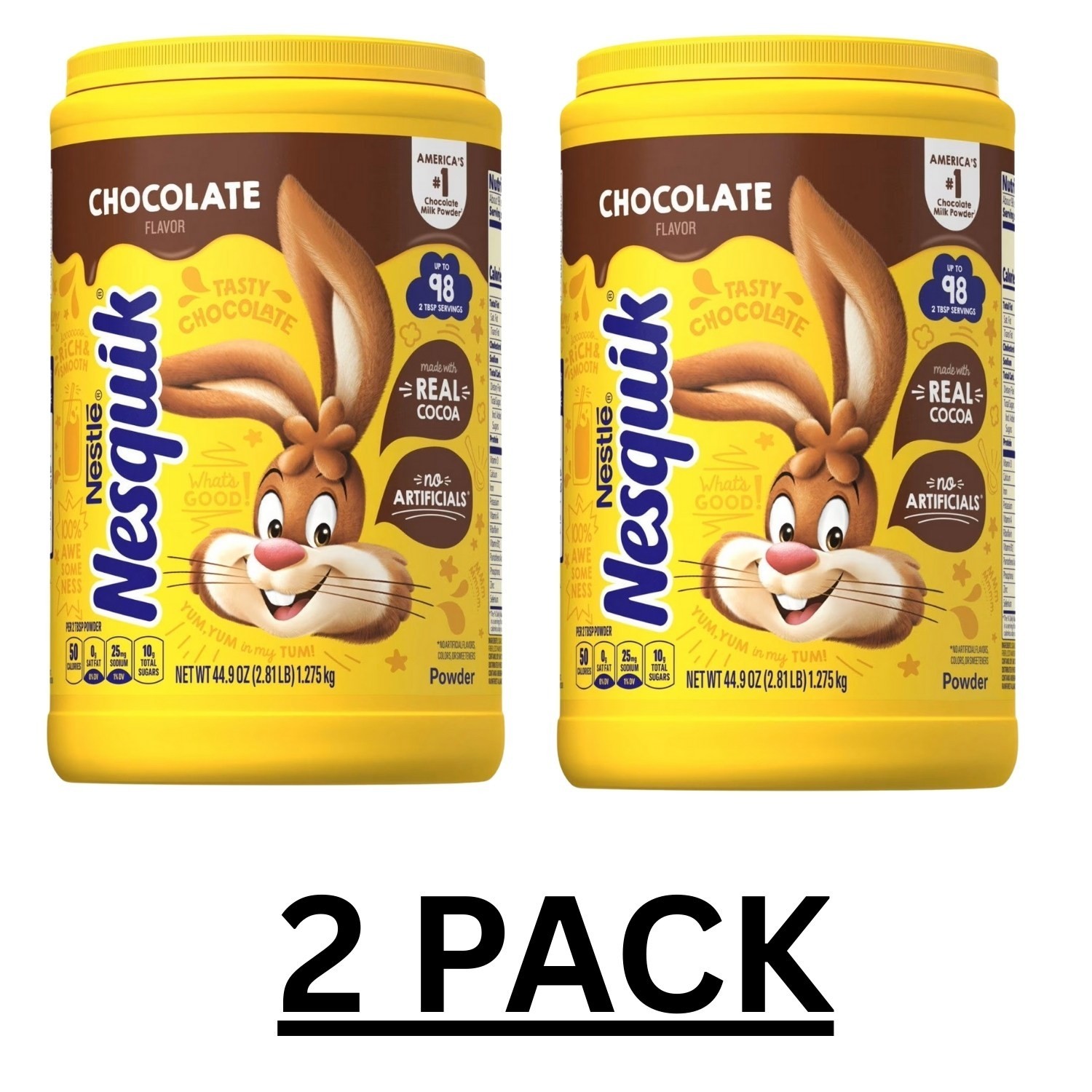 2 PACK – Nesquik Chocolate Powder Drink Mix 44.9 oz Free Shipping