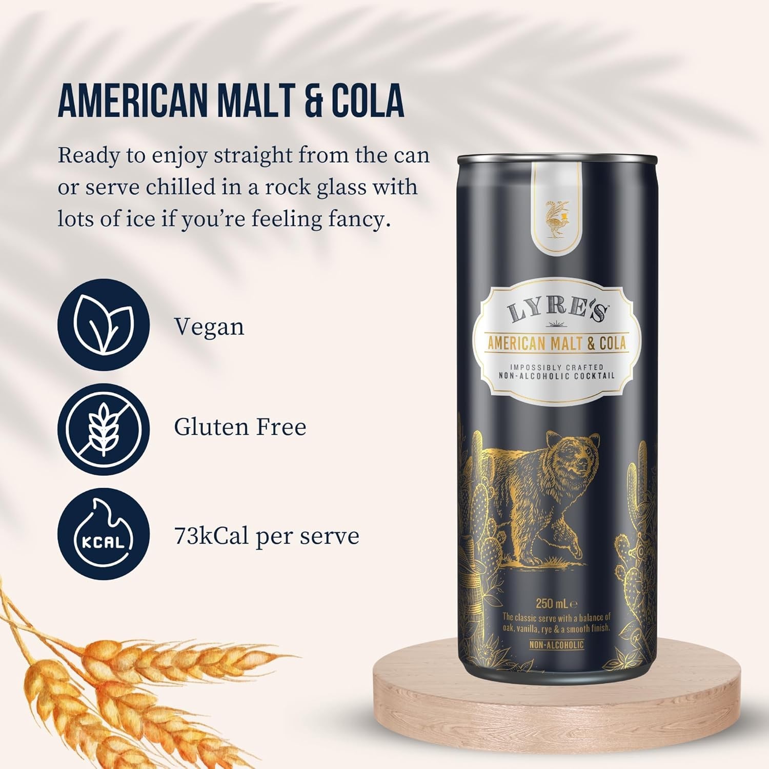 LYRE’S American Malt & Cola Non-Alcoholic Mocktail 8.45 fl oz – LYRES 24 Pack
