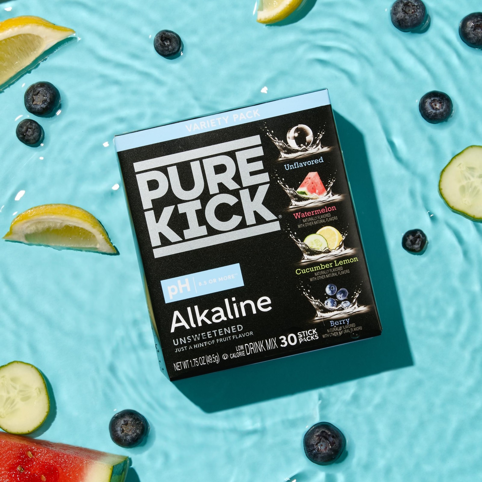 Pure Kick Alkaline pH 8.5 or Higher Powdered Drink 0.06 Ounce (Pack of 30)