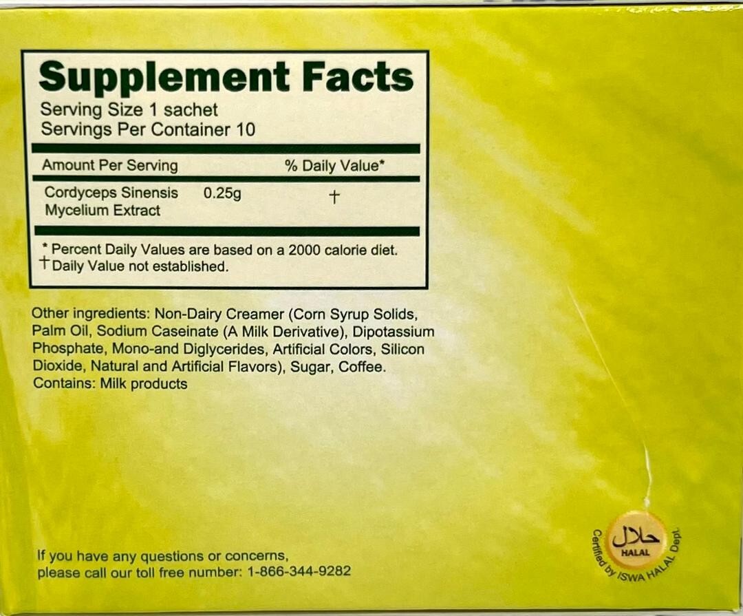 Longreen 4-In-1 Premium Quality Cordyceps Coffee 10 Sachets x 25g ( Pack of 4 )