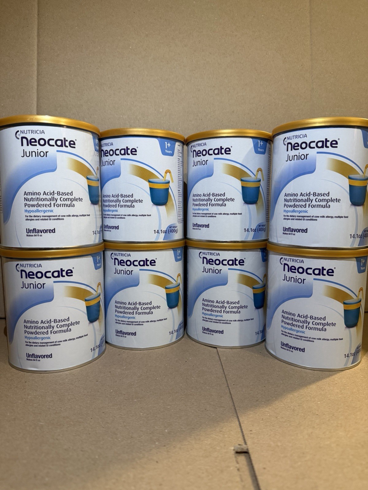 (8)Neocate Jr Unflavored 14.1 Oz FREE SHIPPING EXP 10/26