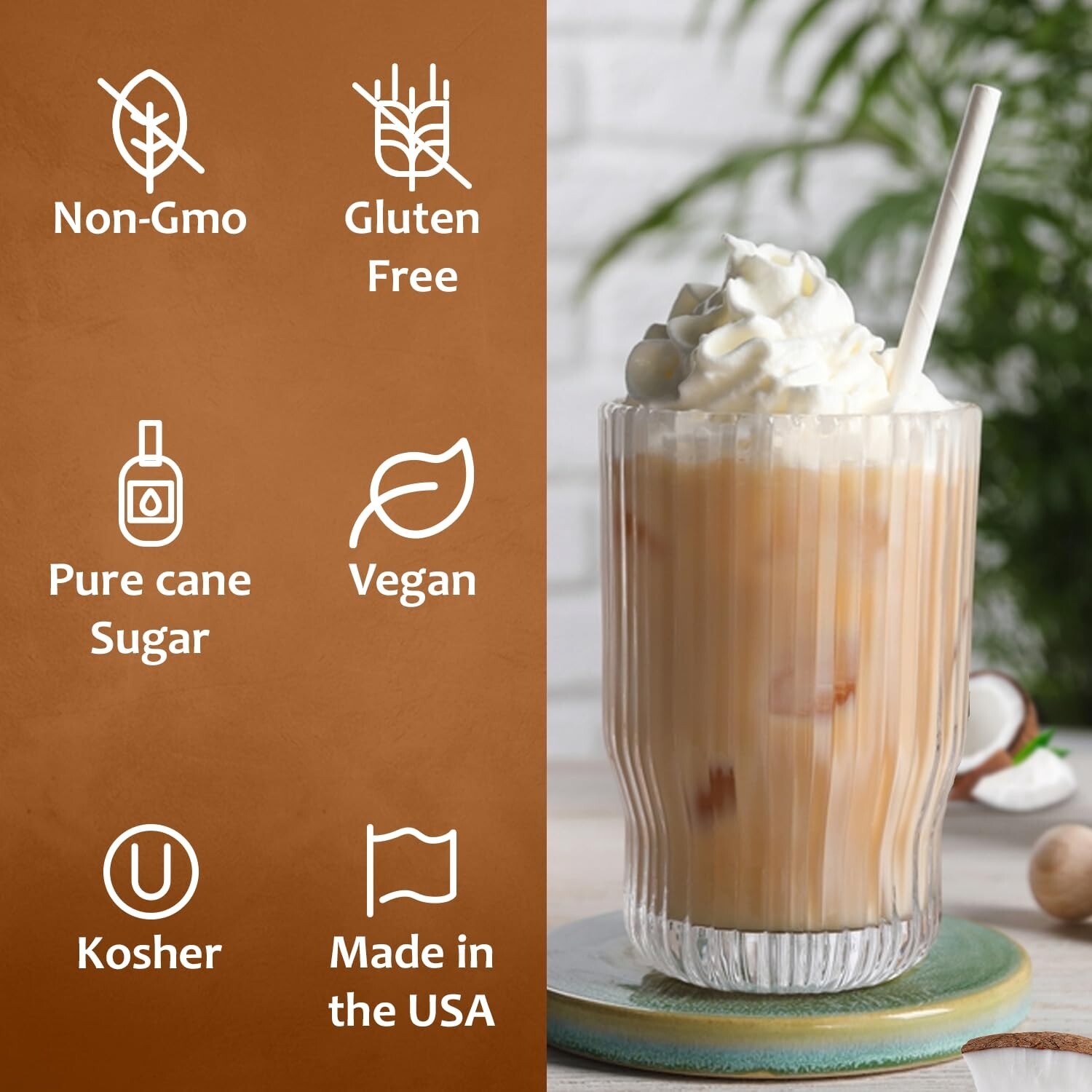 Syruvia Coconut Syrup – 25.4 fl oz. Kosher, Gluten-Free. Ideal for Drinks & More