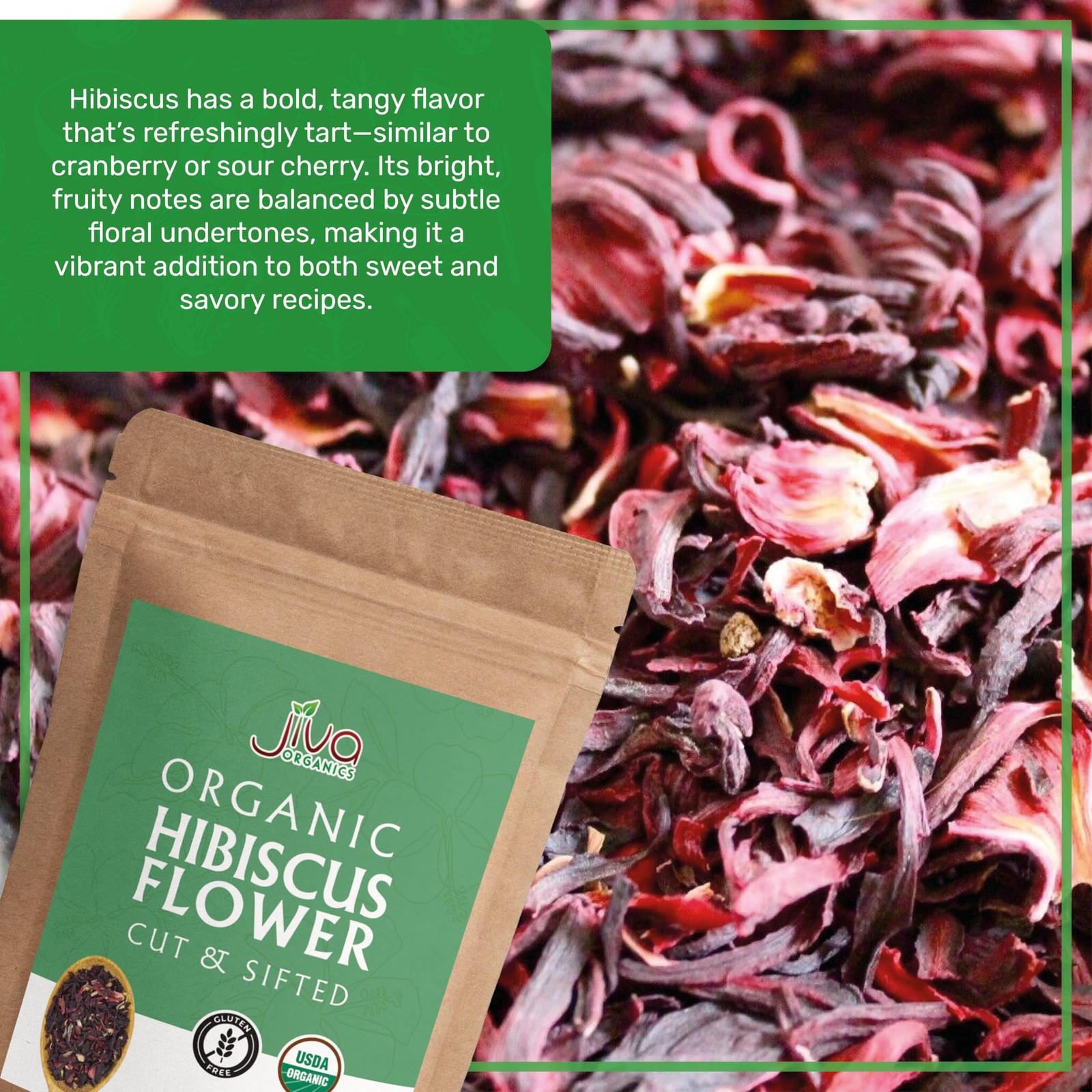Organic Hibiscus Flowers 1 LB Bulk – 100% Pure, Cut & Sifted, Gluten Free,…