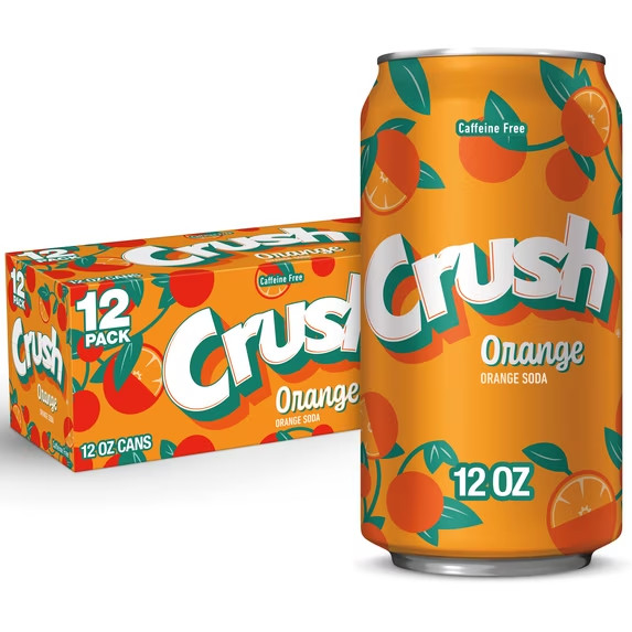 Crush Caffeine Free Orange Soda Pop, 12 fl oz, 12 Pack Cans-free shipping