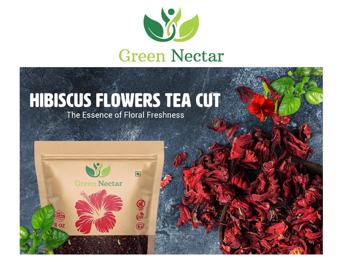 Hibiscus Flowers Tea Cut (Crushed, Dried, 8 OZ) – No Preservatives(1 pack)