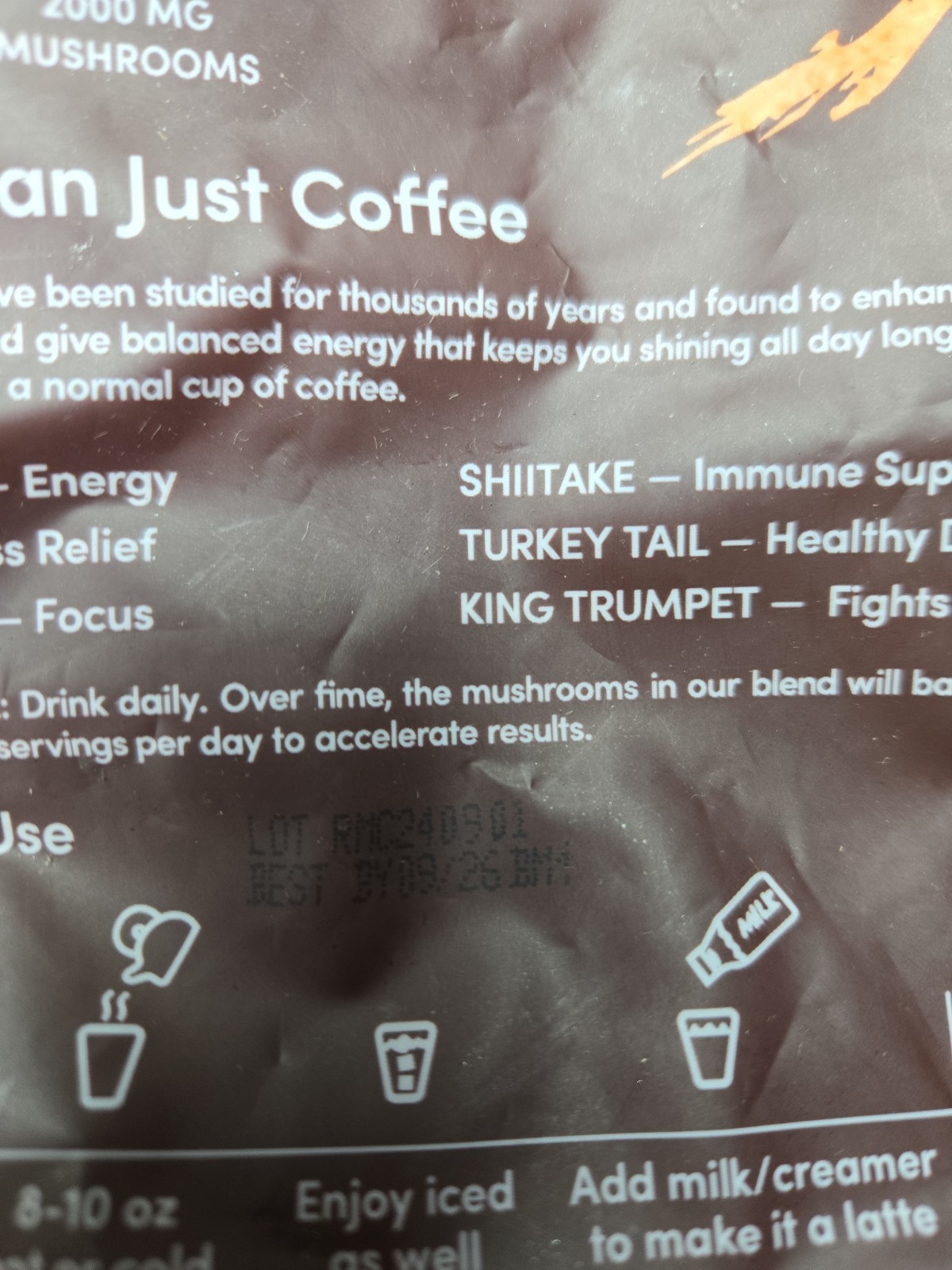 Mushroom Coffee, 6 Adaptogenic Mushrooms, USDA Organic, Instant Coffee with MCT
