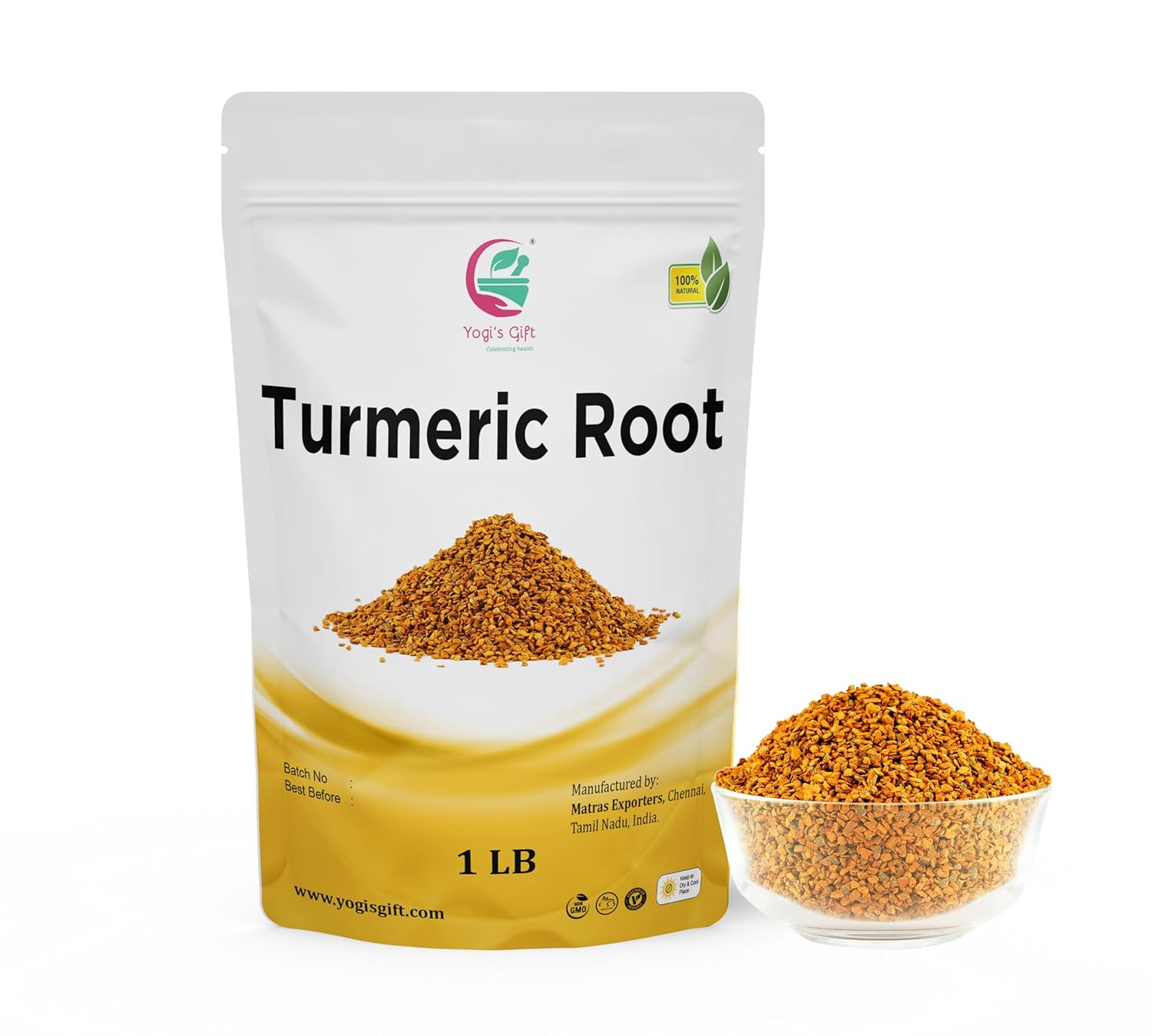 Turmeric Root 1 Lb | Cut and Sifted Dried Turmeric Pieces | Flavourful Indian Sp