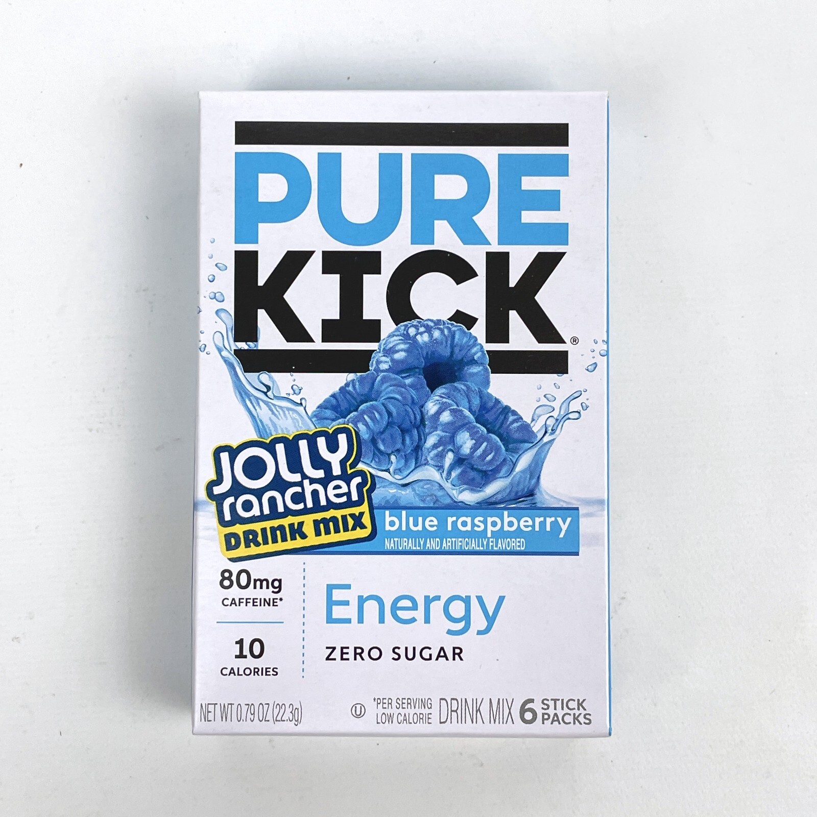 Pure Kick Jolly Rancher Blue Raspberry Zero Sugar Drink Mix Sugar Free 6 Count