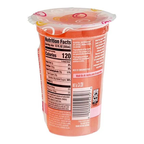 Joyba Ready-to-Drink Strawberry Lemonade Green Bubble Tea 12 oz. – 6/Case
