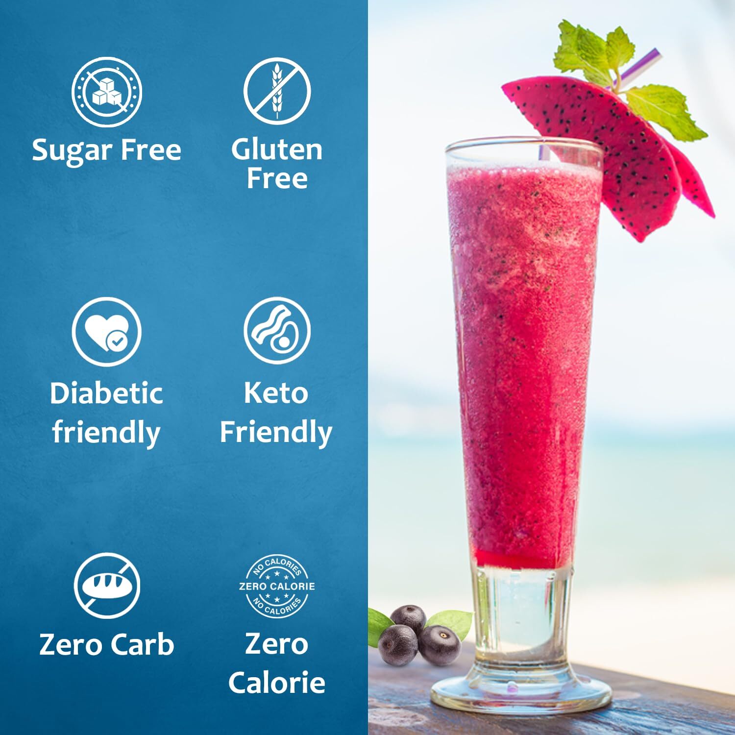 Syruvia Sugar Free Dragon Fruit Acai Syrup 25.4 fl oz, for Drinks & More