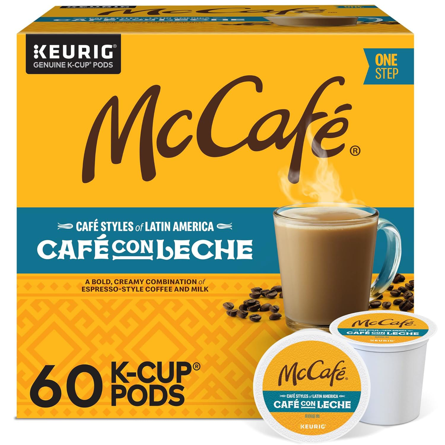 McCafe Cafe Styles of Latin America Cafe con Leche, Keurig Single Serve K-Cup 60
