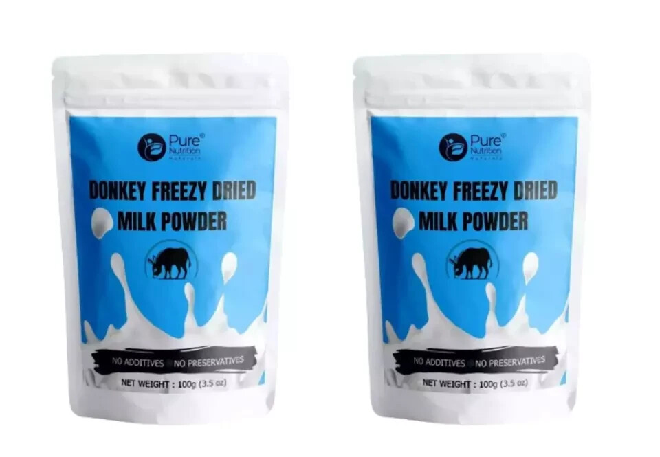 (PACK OF 2) 100% NATURAL HERBS DONKEY MILK POWDER FREEZE DRIED (3.05 OZ) 100 GM