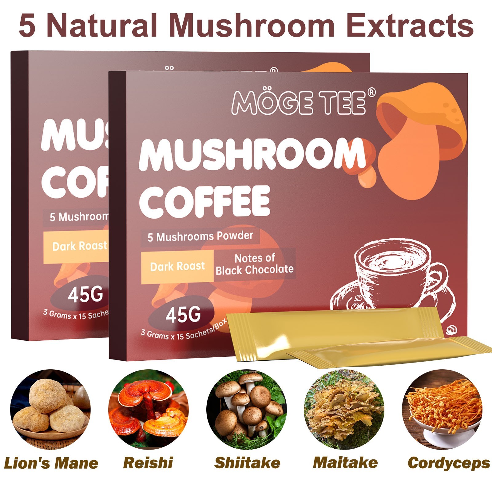 2x Organic Mushroom Coffee 100% Authentic FREE SHIPPING Bright & Smooth 30sachet