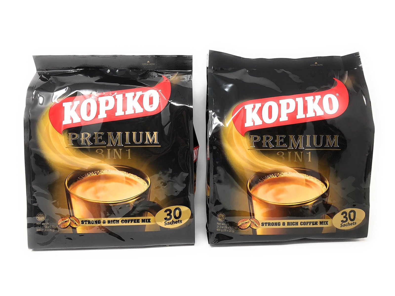 2 Packs Kopiko 3 in 1 Instant Coffee, 21.2 oz, (30 0.71 Ounce (Pack of 60)