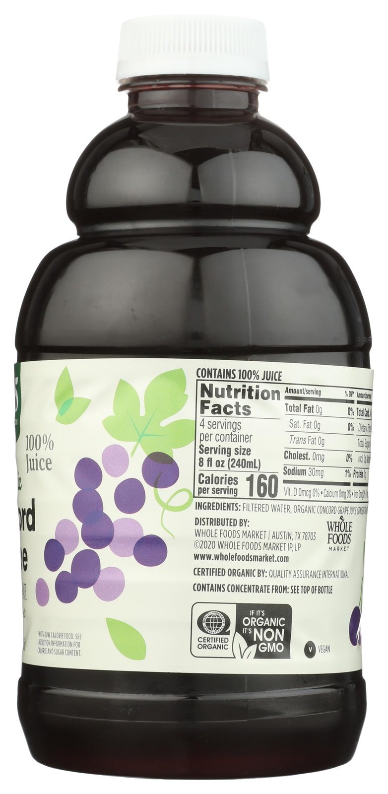365 by Whole Foods Market, Organic 100% Juice, Concord 32 Fl Oz (Pack of 1)