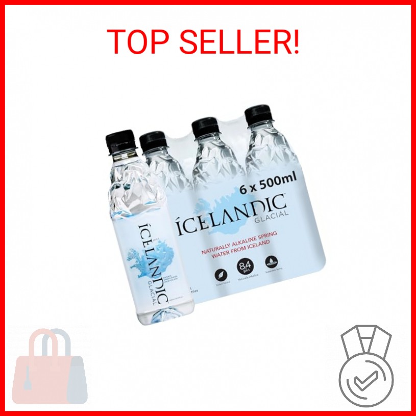 Icelandic Glacial Natural Spring Alkaline Water, 500 ml / 16.9 Fl Oz (Pack of 6)